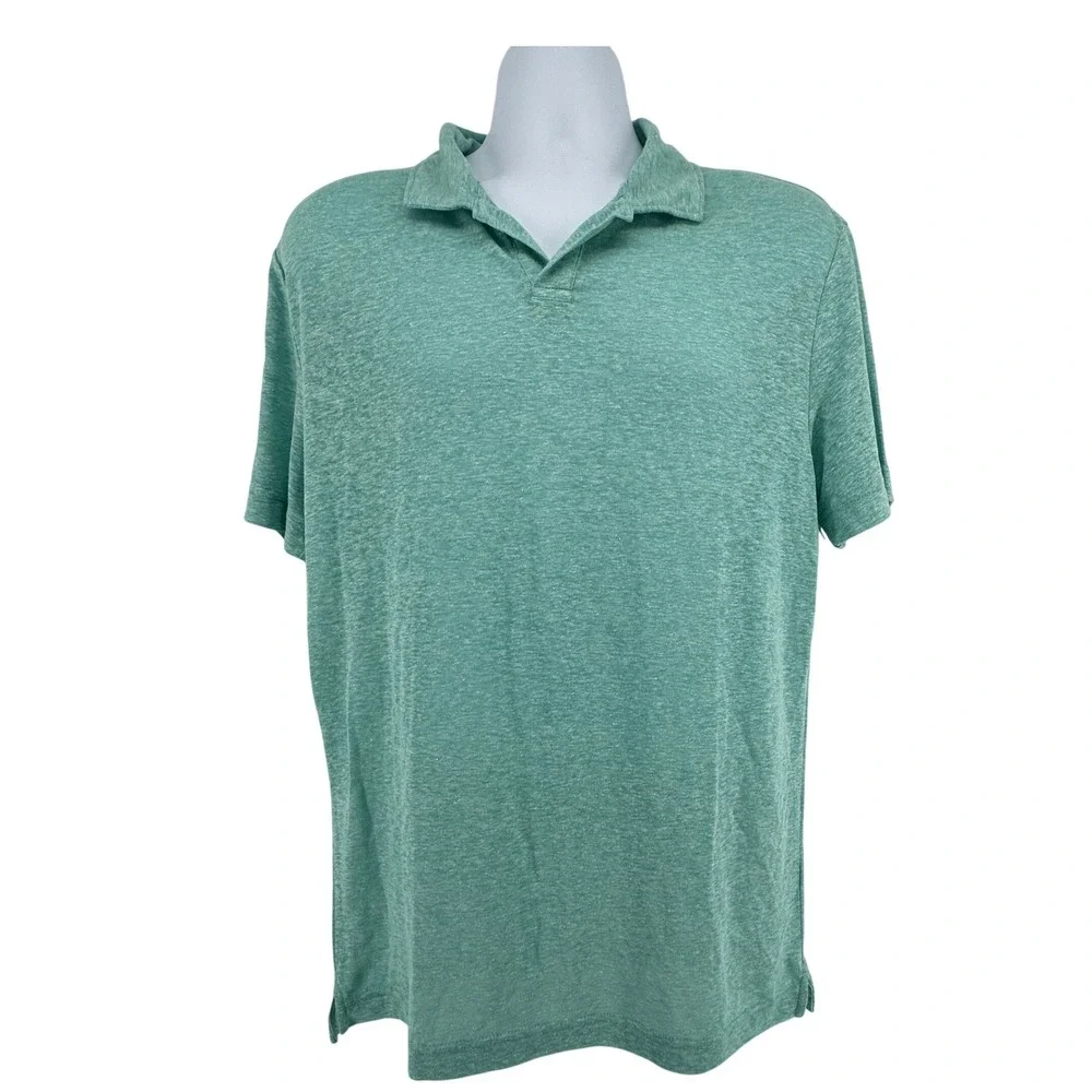 Banana Republic Polo Shirt Linen Blend Coastal NWT Mens Size M Green Heathered
